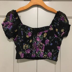 Floral off the shoulder crop top. Never worn.